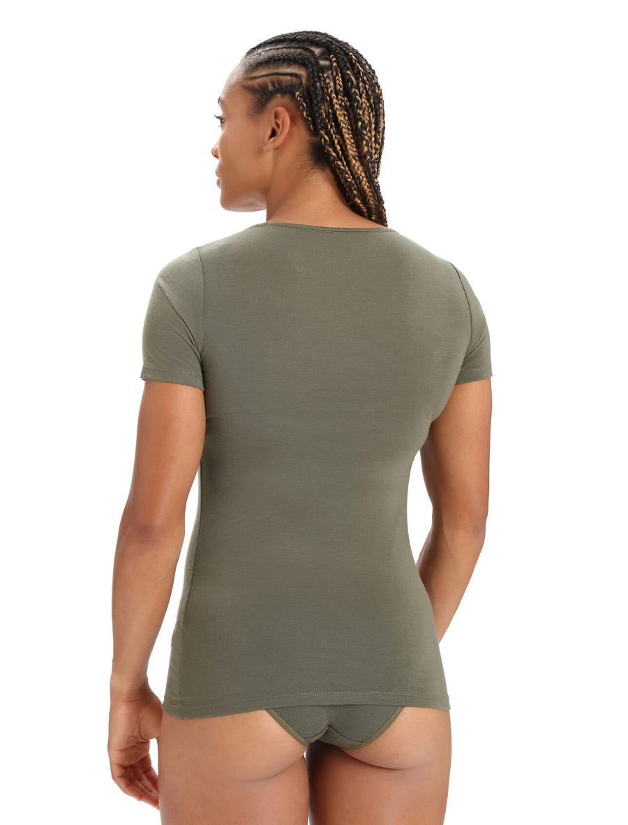 Women's Icebreaker Merino Siren Short Sleeve Sweetheart Top Underwear Loden | CA 1265NWYB